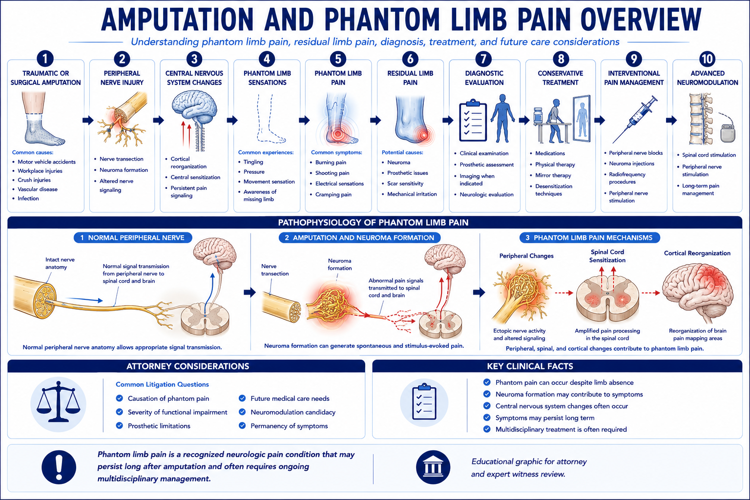 Amputation and Phantom Limb Pain Overview — pain classification, treatment pathways, and medicolegal considerations