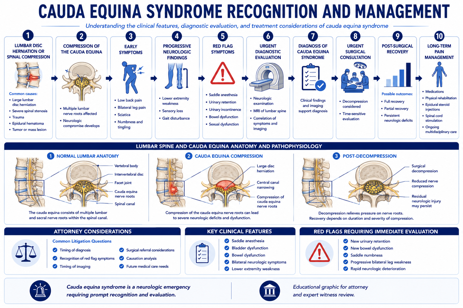 Cauda Equina Syndrome Recognition and Management — clinical timeline and medicolegal framework for attorney review
