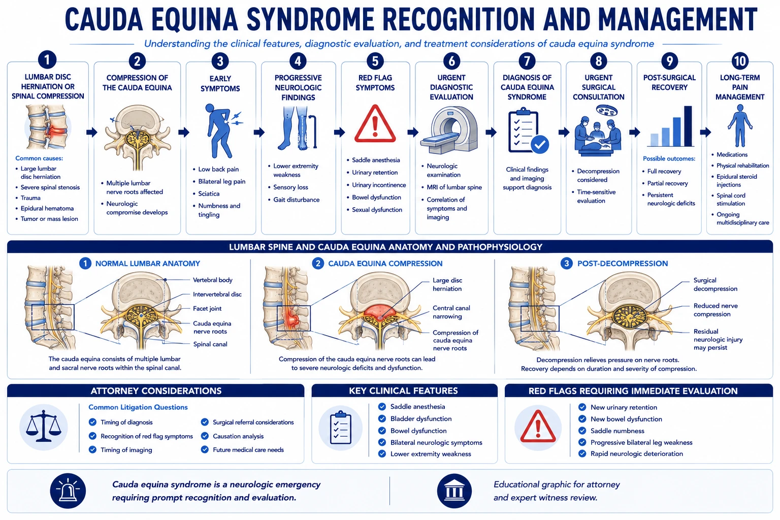 Cauda Equina Syndrome Recognition and Management — clinical timeline and medicolegal framework for attorney review