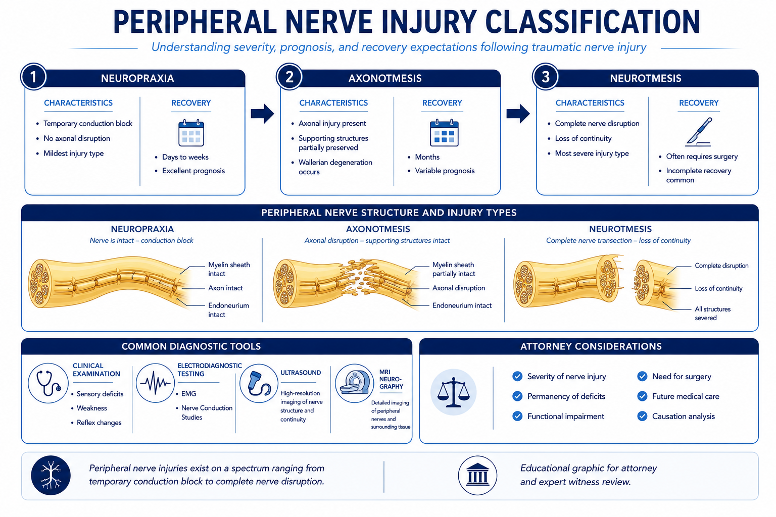 Peripheral Nerve Injury Classification — Sunderland and Seddon classification framework for traumatic nerve injury severity and prognosis